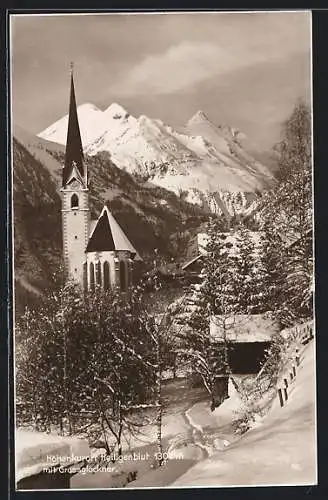 AK Heiligenblut, Ortsansicht im Winter mit Grossglockner