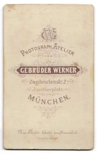Fotografie Gebrüder Werner, München, Zweibrückenstr. 2, Kleines Kind im weissen Gewand mit beeindruckendem Haar