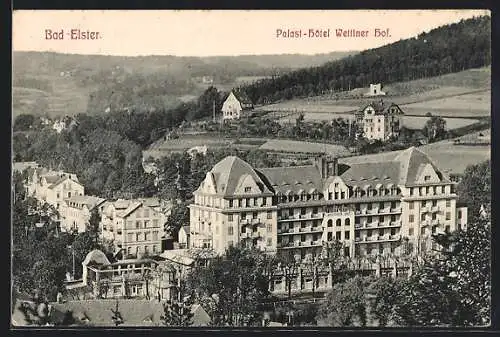 AK Bad Elster, Palast-Hotel Wettiner Hof aus der Vogelschau