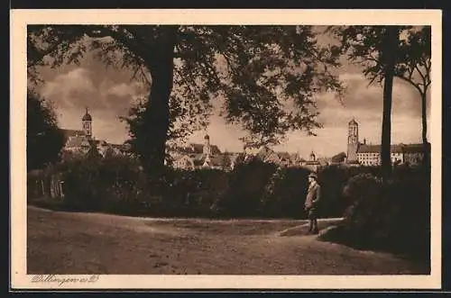 AK Dillingen a. D., Ortspartie mit Mann