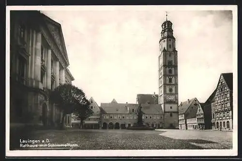 AK Lauingen a. D., Rathaus mit Schimmelturm