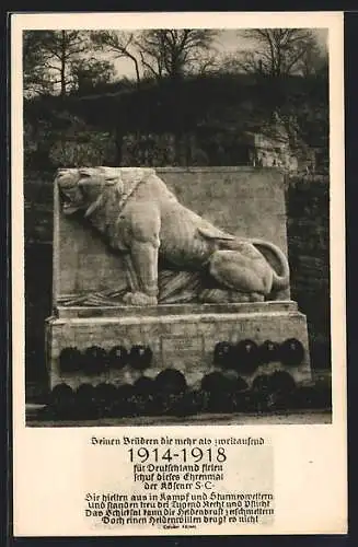 AK Bad Kösen, Krieger-Ehrenmal des Kösener S. C. auf der Rudelsburg