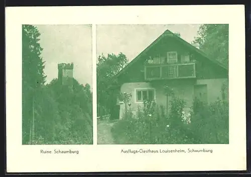 AK Hartkirchen, Schaumburg, Ruine und Ausflugs-Gasthaus Louisenheim