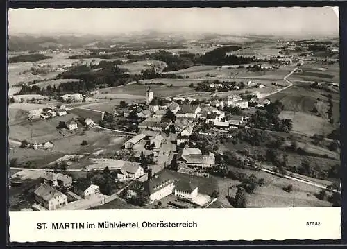 AK St. Martin im Mühlviertel, Ortsansicht aus der Vogelschau