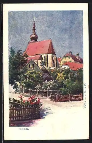 AK Sierning, Ortspartie mit Kirche
