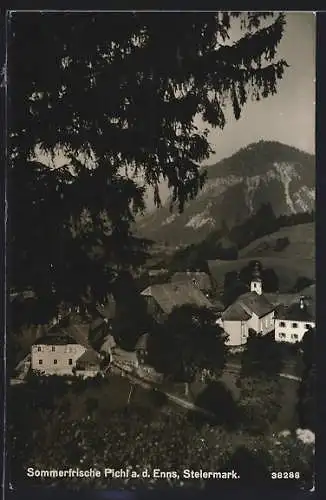 AK Pichl a. d. Enns, Teilansicht mit Kirche