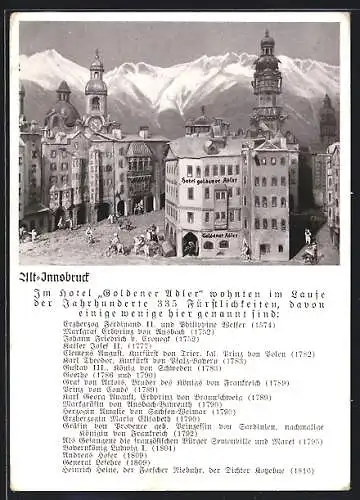 AK Innsbruck, Hotel zum Goldenen Adler, Gästeliste