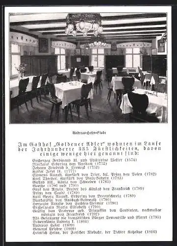 AK Innsbruck, Gasthof Zum Goldenen Adler, Innenansicht