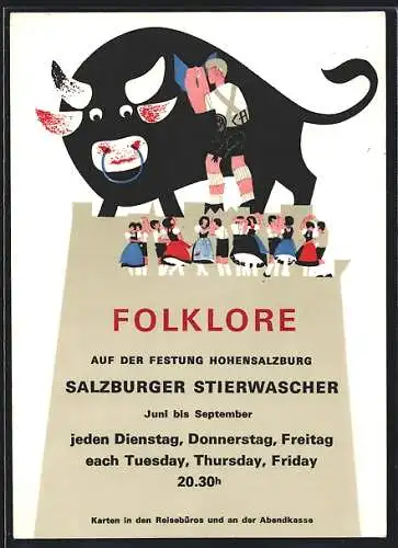 AK Salzburg, Folklore auf der Festung Hohensalzburg Salzburger Stierwascher