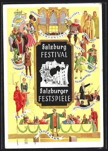 AK Salzburg, Salzburger Festspiele, Männer und Frauen in Kostümen, Domkonzerte