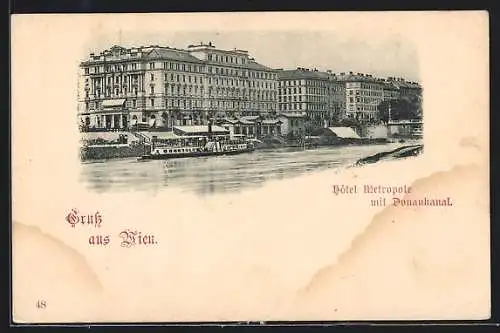 AK Wien, Hotel Metropole mit Donaukanal