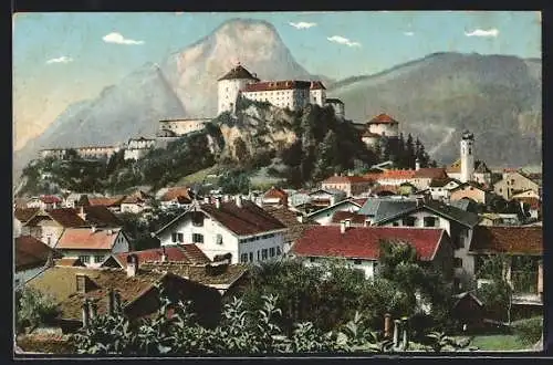 AK Kufstein, Teilansicht mit Festung und Berggipfel