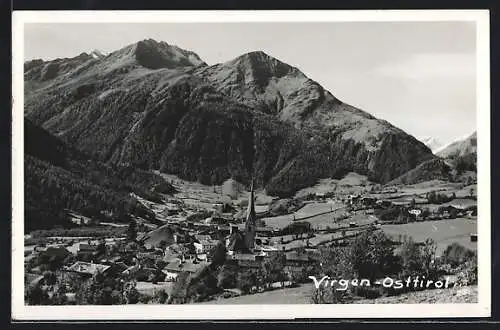 AK Virgen /Tirol, Ortsansicht mit Bergpanorama aus der Vogelschau