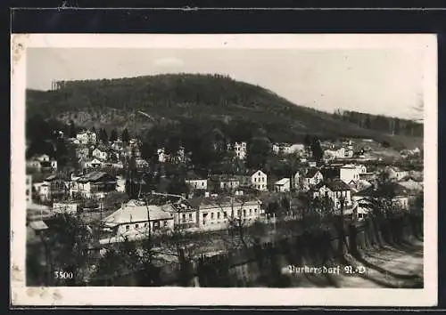 AK Purkersdorf /N.-D., Teilansicht mit Strasse und Gewässer aus der Vogelschau