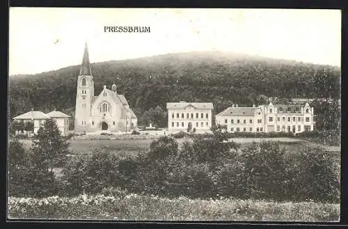 AK Pressbaum, Ortspanorama mit Kirche