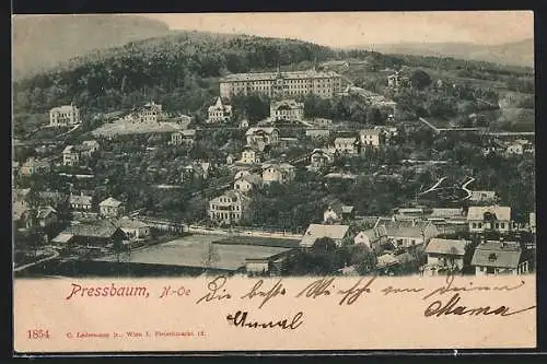 AK Pressbaum /N.-Oe., Ortsansicht mit Sacre Coeur, von oben gesehen