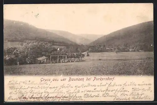AK Purkersdorf, Baunzen, Ortsansicht mit Bergpanorama