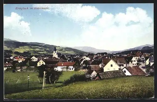 AK Krieglach in Steiermark, Ortsansicht mit Kirche