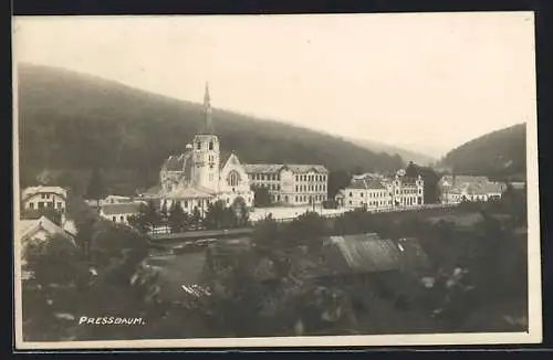 AK Pressbaum, Ortsansicht mit Kirche und Platz