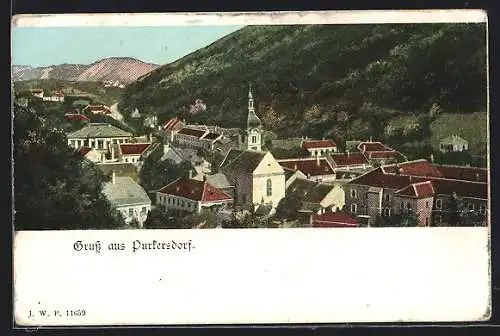 AK Purkersdorf, Ortspartie mit Kirche