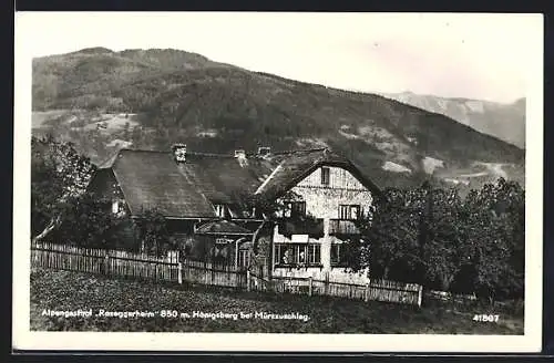 AK Mürzzuschlag, Hönigsberg, Alpengasthof Roseggerheim