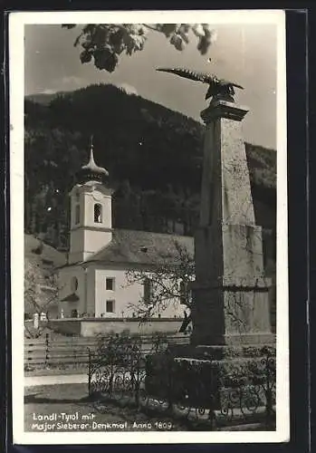 AK Landl /Tirol, Major Sieberer Denkmal und Kirche