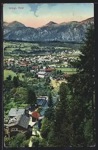 AK Wörgl, Blick aus der Vogelschau auf den Ort