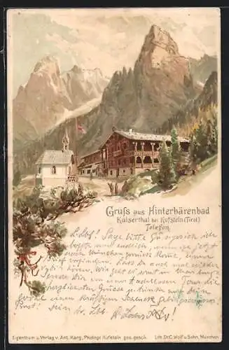 Lithographie Hinterbärenbad, Blick auf das Kaiserthal