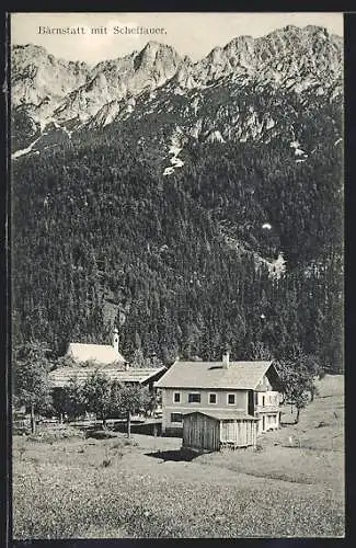 AK Scheffau am Wilden Kaiser, Bärnstatt, Gasthof J. N. Hollrieder am Hintersteiner See mit Kirche & Scheffauer