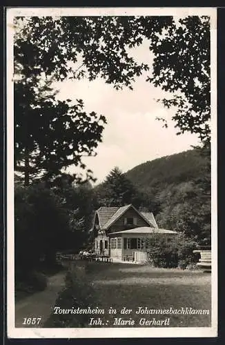 AK Würflach, Johannisbachklamm, Touristenheim und Gasthaus von Marie Gerhartl