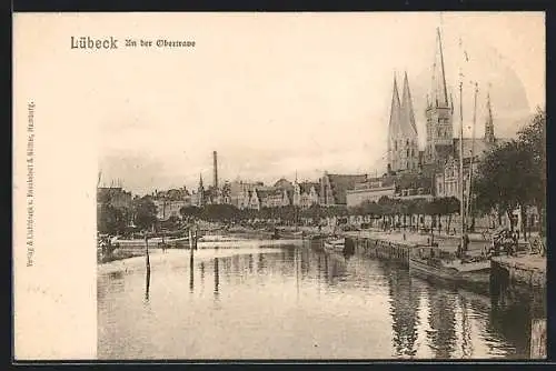 AK Lübeck, Uferpartie an der Obertrave