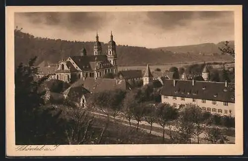 AK Schöntal a. J., Ortsansicht mit Klosterkirche