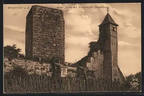 AK Wimpfen a. B., Roter Turm mit Nürnberger Türmchen