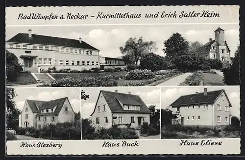 AK Bad Wimpfen a. Neckar, Kurhotel Ensemble Erich Sailer Heim, Haus Alezberg, Haus Buck, Haus Eliese