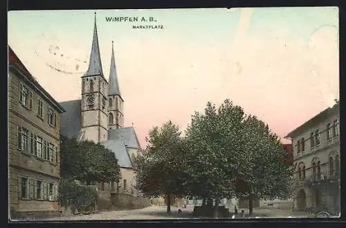AK Wimpfen A. B., Marktplatz mit Kirche