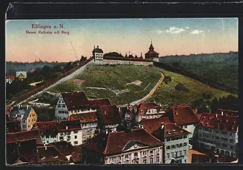 AK Esslingen / Neckar, Neues Rathaus mit Burg