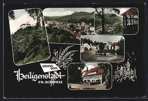 AK Heiligenstadt /Fränkische Schweiz, Strassenpartie, Ortspartie mit Brunnen, Teilansicht