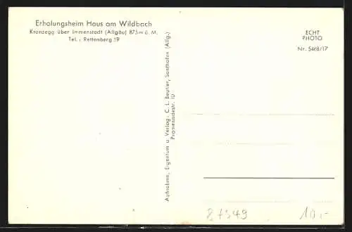 AK Kranzegg über Immenstadt, Erholungsheim Haus am Wildbach