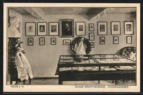 AK Heide i. H., Studierzimmer im Klaus Groth-Museum