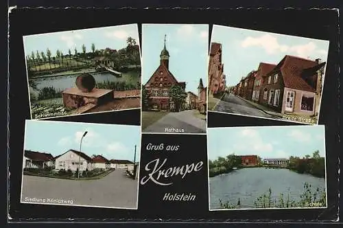 AK Krempe /Holstein, Breite Strasse, Siedlung Königsweg, Schwimmbad