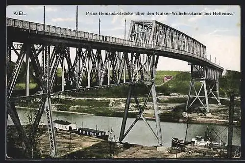 AK Kiel, Prinz Heinrich-Brücke über den Kaiser Wilhelm-Kanal