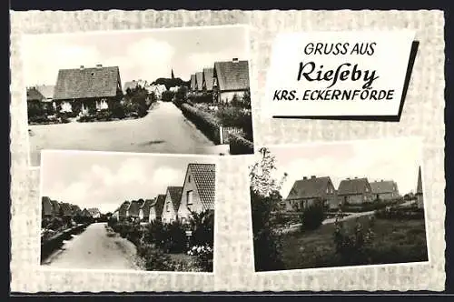 AK Rieseby /Krs. Eckernförde, Strassenpartie mit Wohnhäusern, Ortspartie