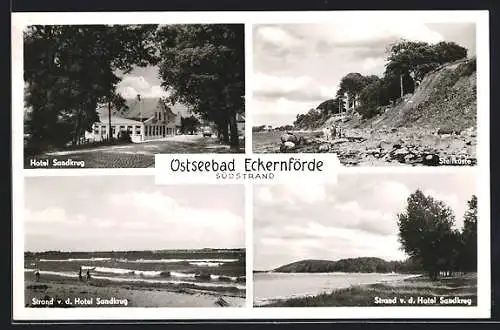 AK Eckernförde, Hotel Sandkrug, Steilküste, Südstrand