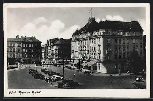 AK Kiel, Strassenbahn vor dem Hansa-Hotel