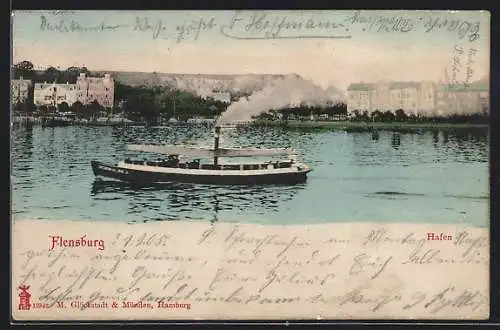 AK Flensburg, Dampfer vor dem Hafen