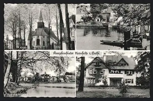 AK Reinfeld i. Holst., Herrenteich, Kirche, Rathaus, Erholungsheim