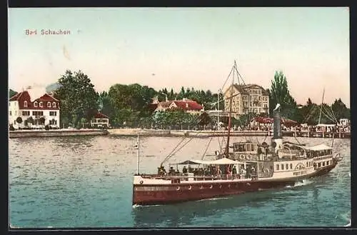 AK Bad Schachen, Ortsansicht mit Dampfer