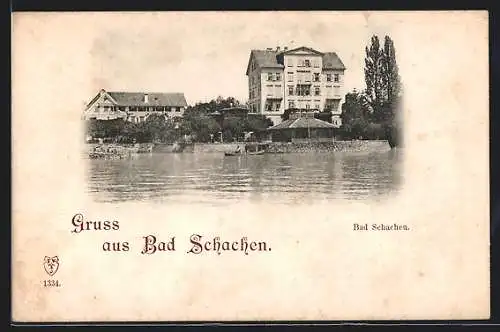 AK Bad Schachen, Ortspartie am Wasser