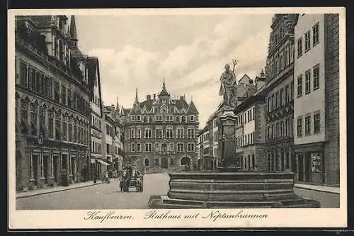 AK Kaufbeuren, Rathaus mit Neptunbrunnen