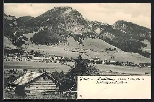 AK Hindelang i. bayr. Allgäu, Ortsansicht mit Hirschberg